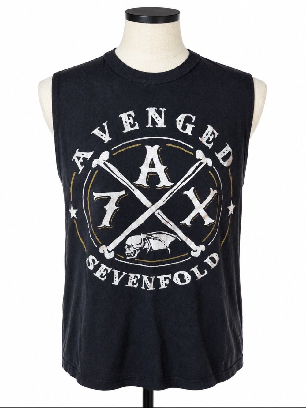 Avenged Sevenfold Shredded Cutout Back Black Band Muscle Tank
